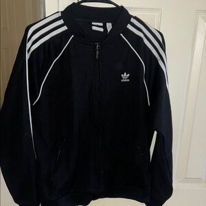 Adidas Black Track Jacket with White Stripes
